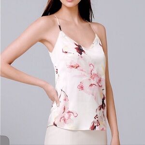 M White House Black Market Silky Floral Lace Racer Back Havana Camisole Tank Top
